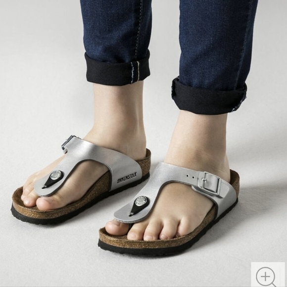 Birkenstock Kids Gizeh Silver Sandals Sz 32 Or 1-1.5 Junior - Picture 4 of 15